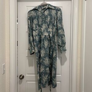 Vintage Malouf of Dallas polyester wool fern print dress